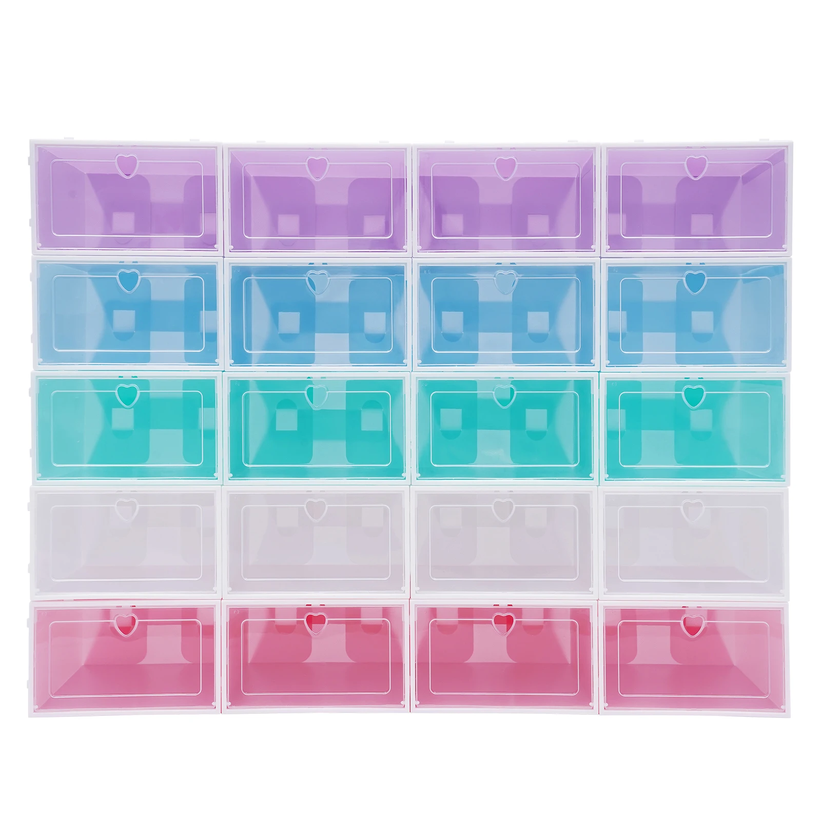 20Pcs Multicolor Stackable Transparent Shoe Display Case Organizer Box Flap Shoe Storage Box Stackable Sneaker Container