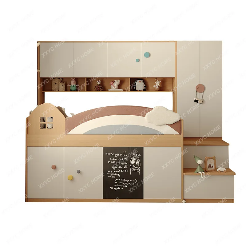 Multifunctional storage half-height bed small apartment with bed and lower cabinet combination bed with desk