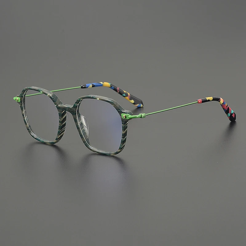 

Rare vintage square personalized stylish nearsighted glasses frames with a touch of artistry and ultra-light titanium optical le