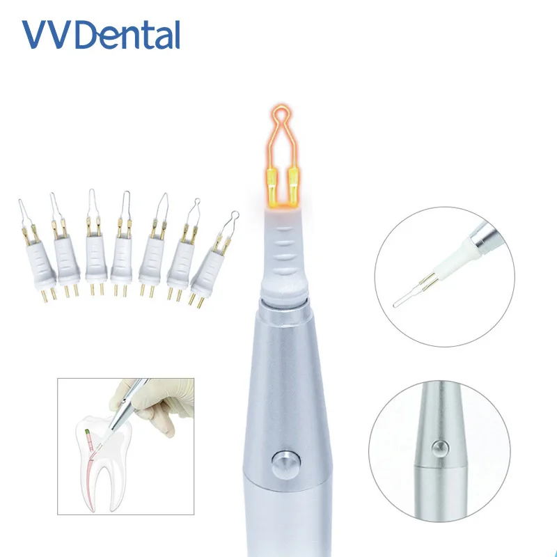 Wireless Dental Endo guttaperca Cutter Tooth Gum interruttore disciolto Cutta + 8pcs punte di riscaldamento apparecchiature di laboratorio per terapia del canale radicolare