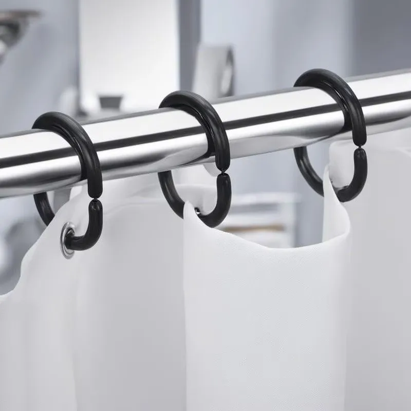 Durable Plastic Body Bathroom Drapery Rings 60 pcs, perfect for Home Toilet Partition, Smooth Glide No Stick