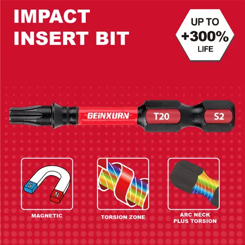 GEINXURN T20 1 इंच इम्पैक्ट टफ मैग्नेटिक #20 टॉर्क्स हेड पावर बिट्स, S2 अलॉय स्टील T20 स्क्रूड्राइवर बिट्स सेट 10 best sales टॉर्क्स टी20 - №3