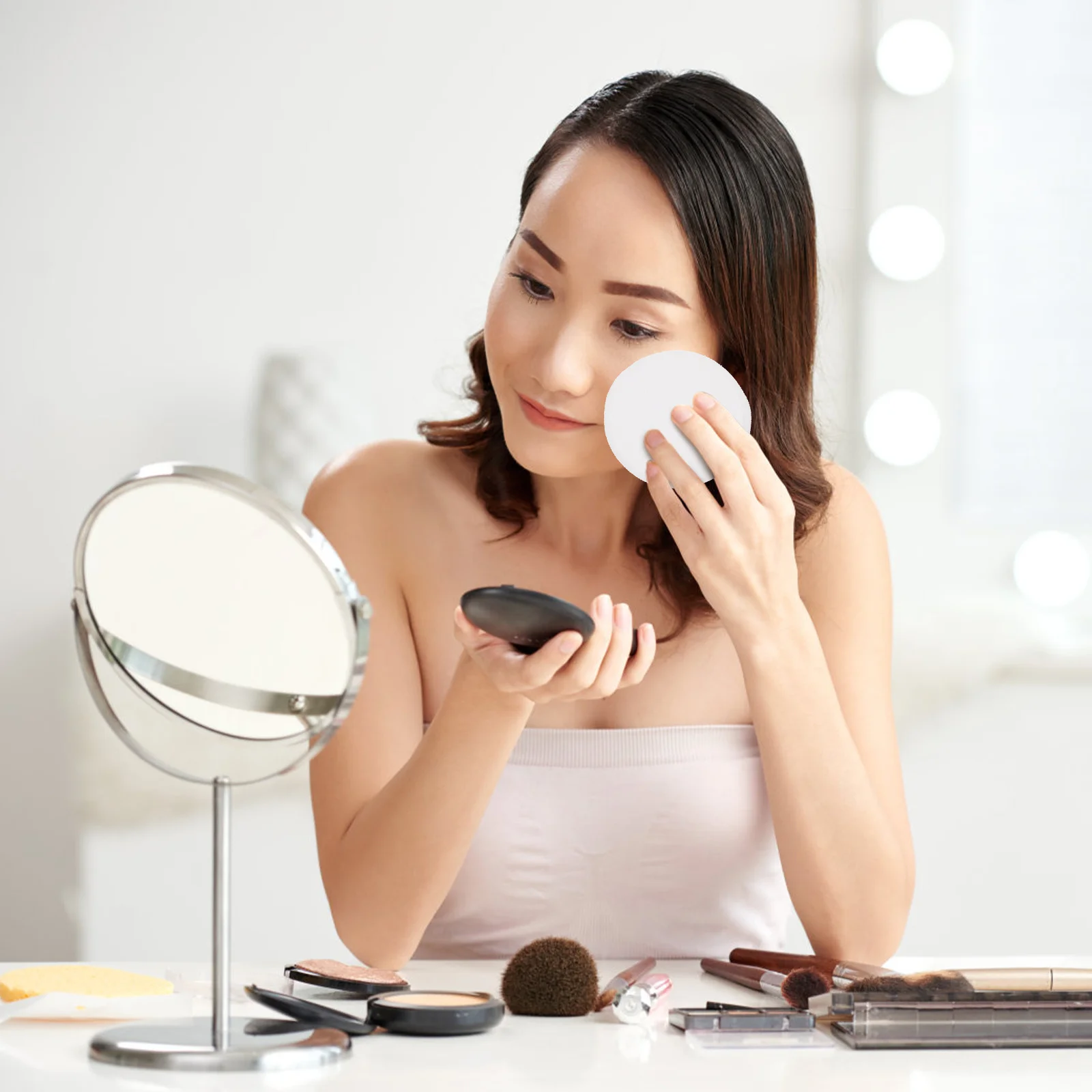 CIYODO 10 قطع من وسادات إزالة المكياج القابلة لإعادة الاستخدام لتنظيف الوجه مناديل قطنية مستديرة لملحقات تنظيف الوجه