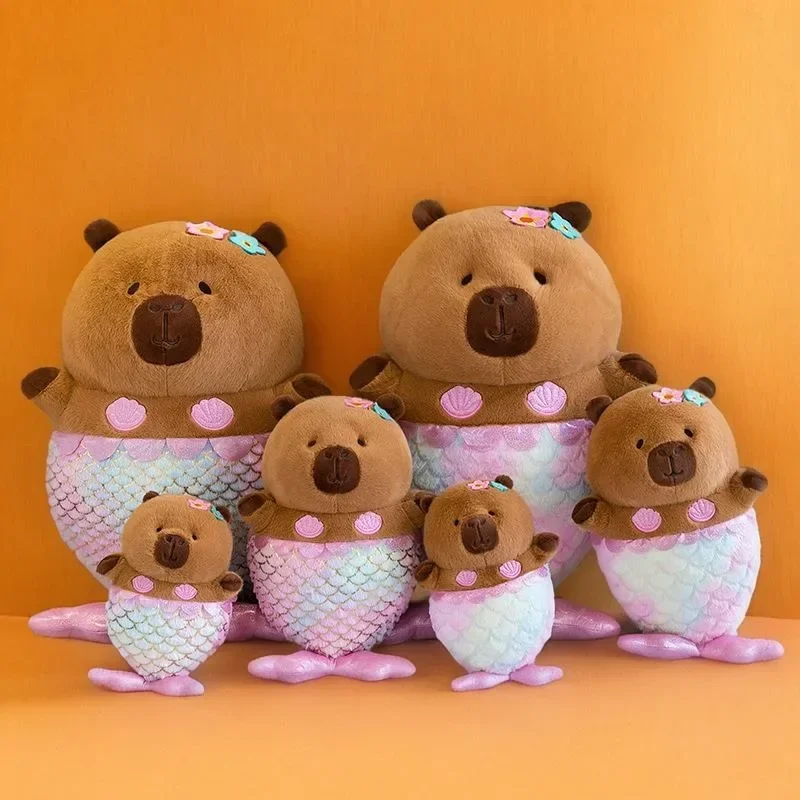 35CM New Cute Capybara Stuffed Plush Toys Mermaid Children Pillow Doll Decorative Water Dolphin Creative Doll Birthday Gift
