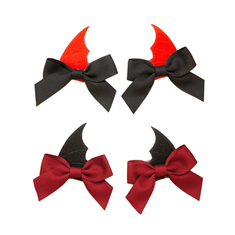 N80C Duckbill Bat Wing Bowknot Hair Clip Ponytail Bangs Hair Clip Halloween Hairpins