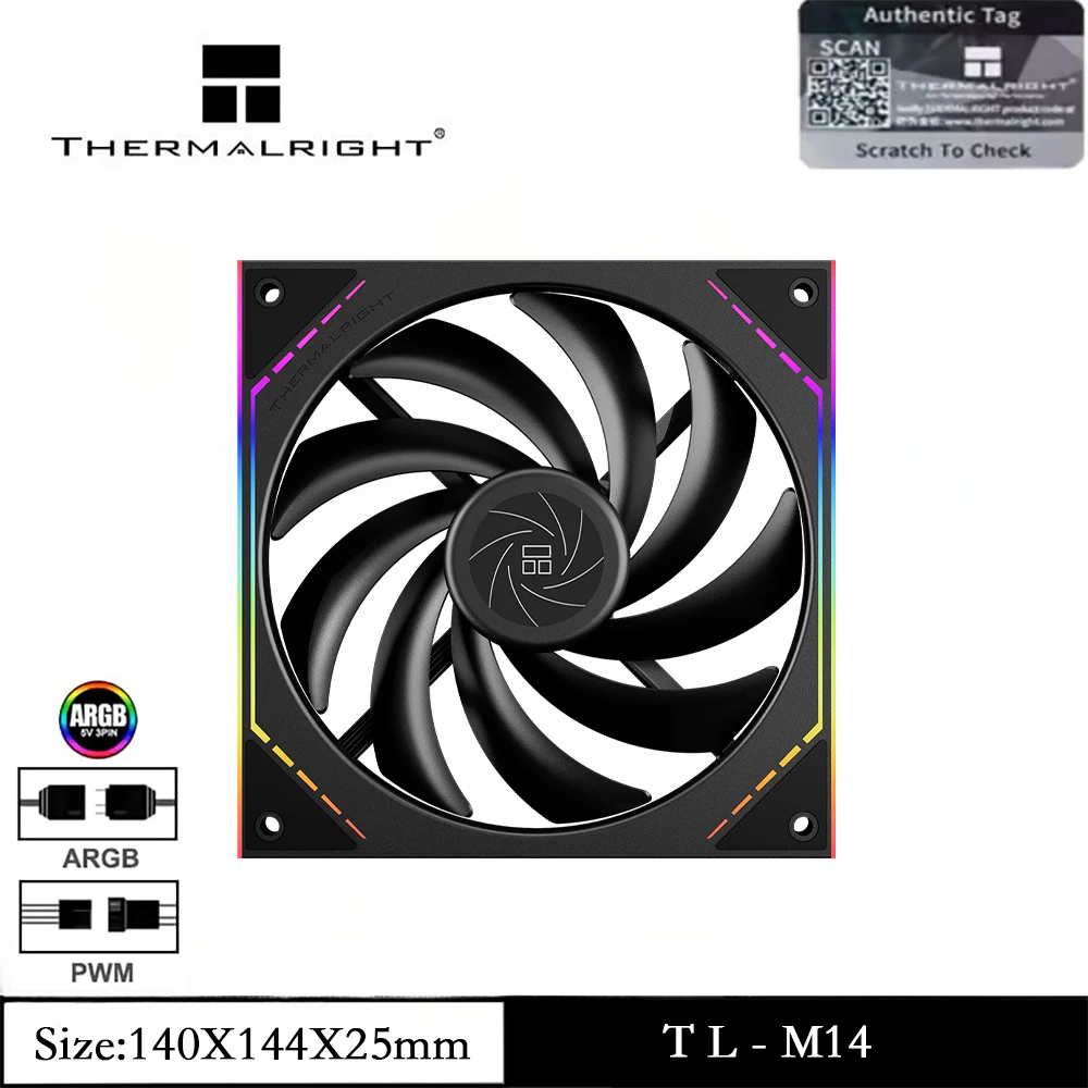 

Thermalright TL-M14 Вентилятор для корпуса компьютера, ARGB 140 мм, бесшумный, с высоким CFM, ШИМ, 1500 об/мин