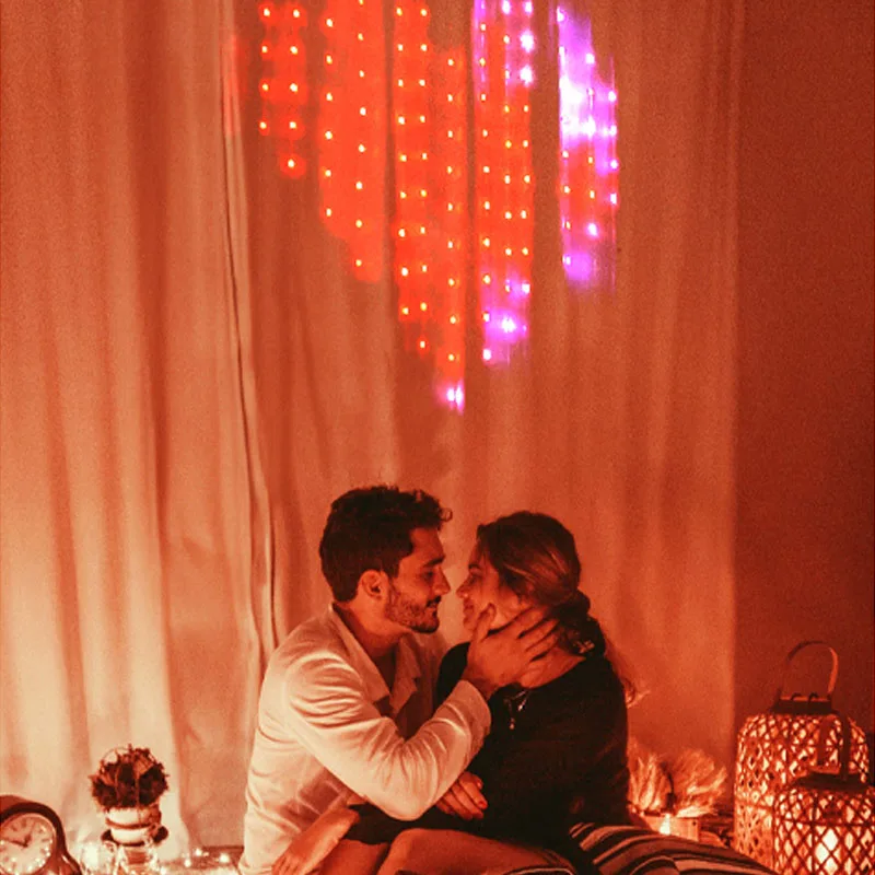 Smart LED Curtain Light APP Control RGB Dimmable DIY Pattern Music Valentine's Day Lighting for Home Holiday Party Decor