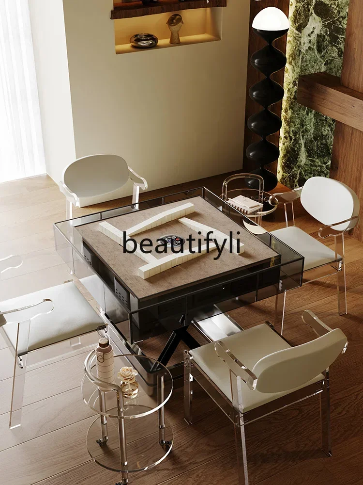 2003 Acrylic suspension lifting coffee table mahjong table light luxury high-end living room automatic mahjong machine