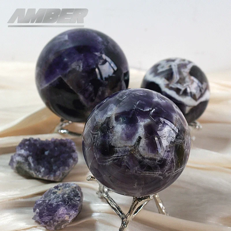 Natural Dream Amethyst Ball Polished Massage Sphere Ball Reiki Healing Decor Crystal Crafts Stone cuarzo blanco piedra  quartz