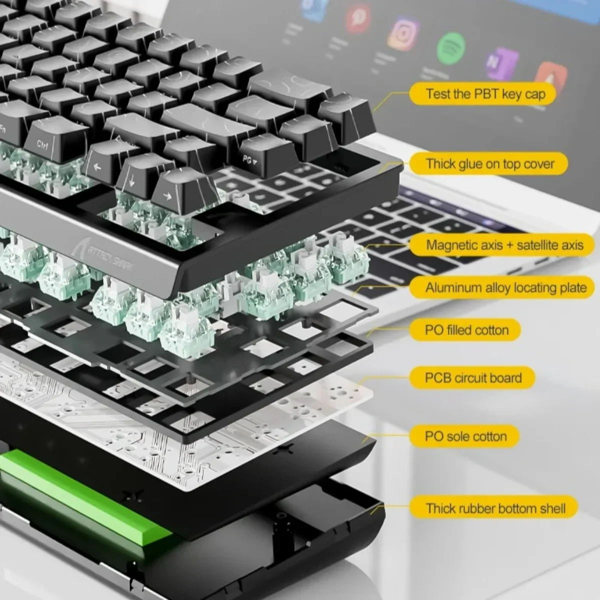 ATTACK SHARK X68HE لوحة مفاتيح سلكية RGB مفتاح مغناطيسي 8K تأخير منخفض 0.01 مللي متر دقة RT 128K معدل المسح الضوئي Esports لوحة مفاتيح الألعاب