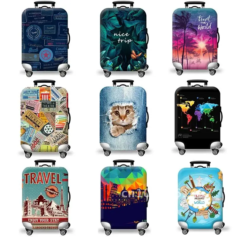 Travel Around World Approved Luggage Cover Protective Suitcase Cover Trolley Case Travel Luggage Dust Cover 18 To 32inch Xt913