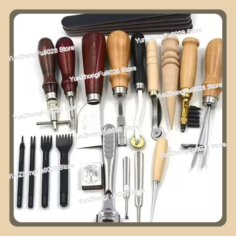 Chinese Mainland Leather Goods Tool Set Leather Art Lingzhanniu Leather Production Hand Sewn Basic Material Package