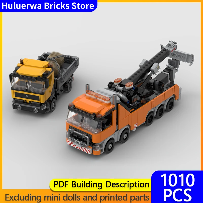 

Speed Racing Car Model MOC Building Bricks Heavy-Duty Rescue Trailer Modular Technology Gifts Holiday Assemble Children Toy Suit