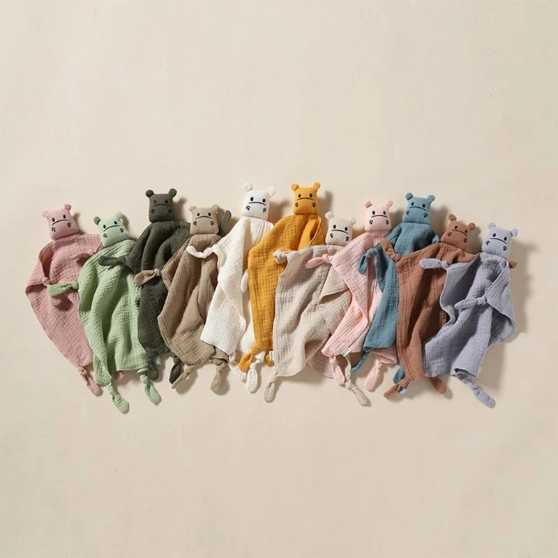 M76C القطن الشاش بطانية الأمن بطانية لطيف فرس النهر تحاضن لعبة أطفال لعبة النوم