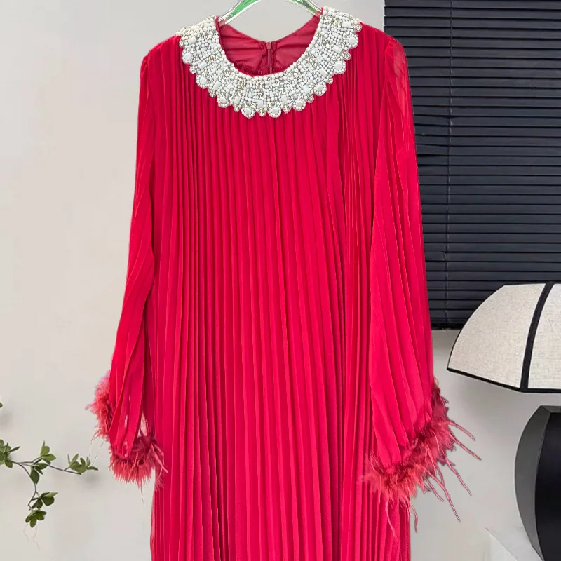 

Fashion Floral Design Lace-Up Top High-Waisted Long Pleated Skirt Set