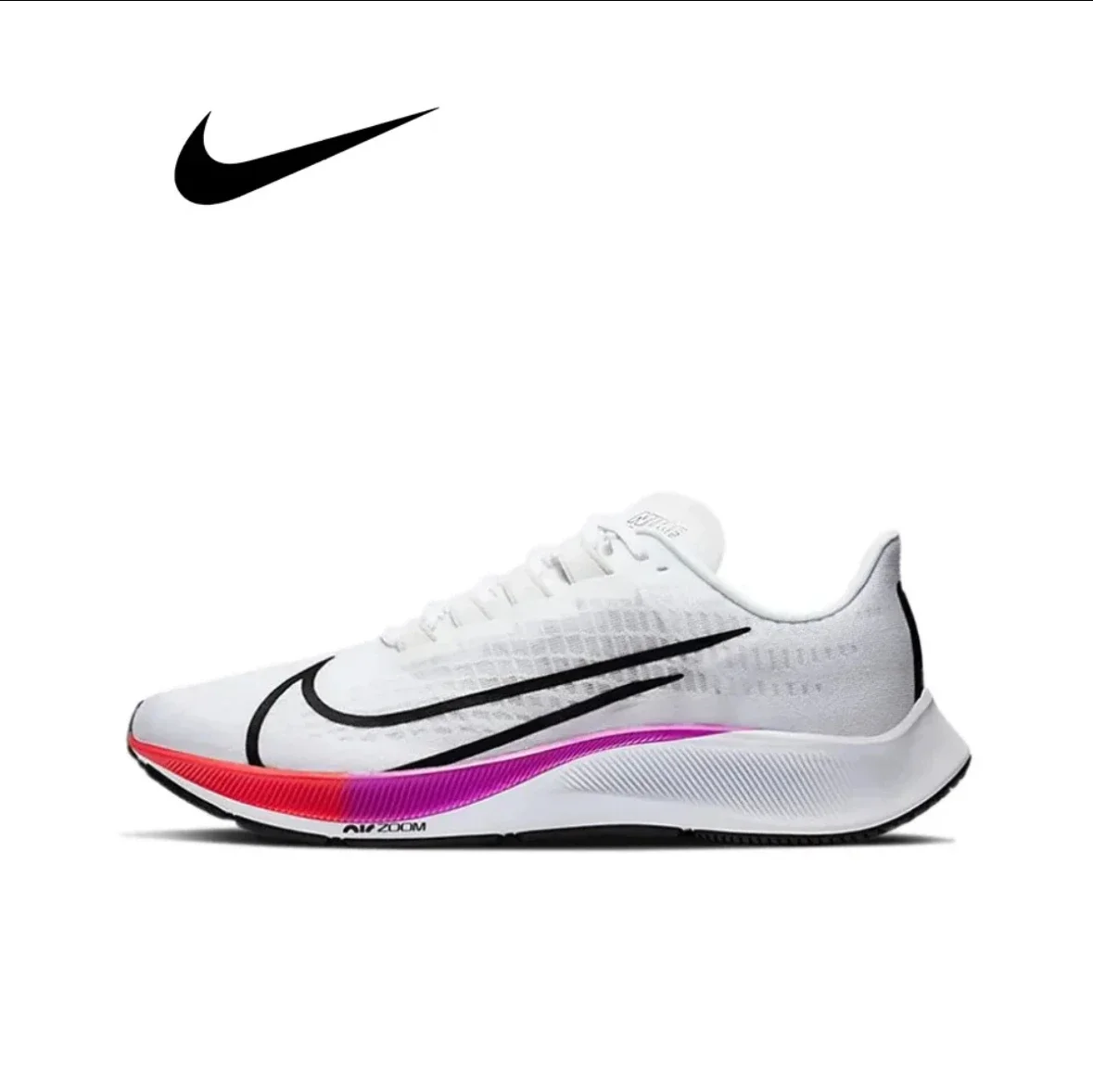 

Nike Pegasus 37 marathon training men's running shoes wear resistant shock absorbing breathable white rainbow sneaker BQ9646-103