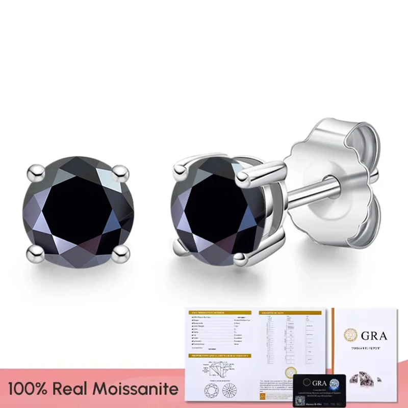 Real 0.1-3CT Test Passed Moissanite Diamond Stud Earrings for Women S925 Silver Platinum Plated Bride Wedding GRA Fine Jewelry image 3