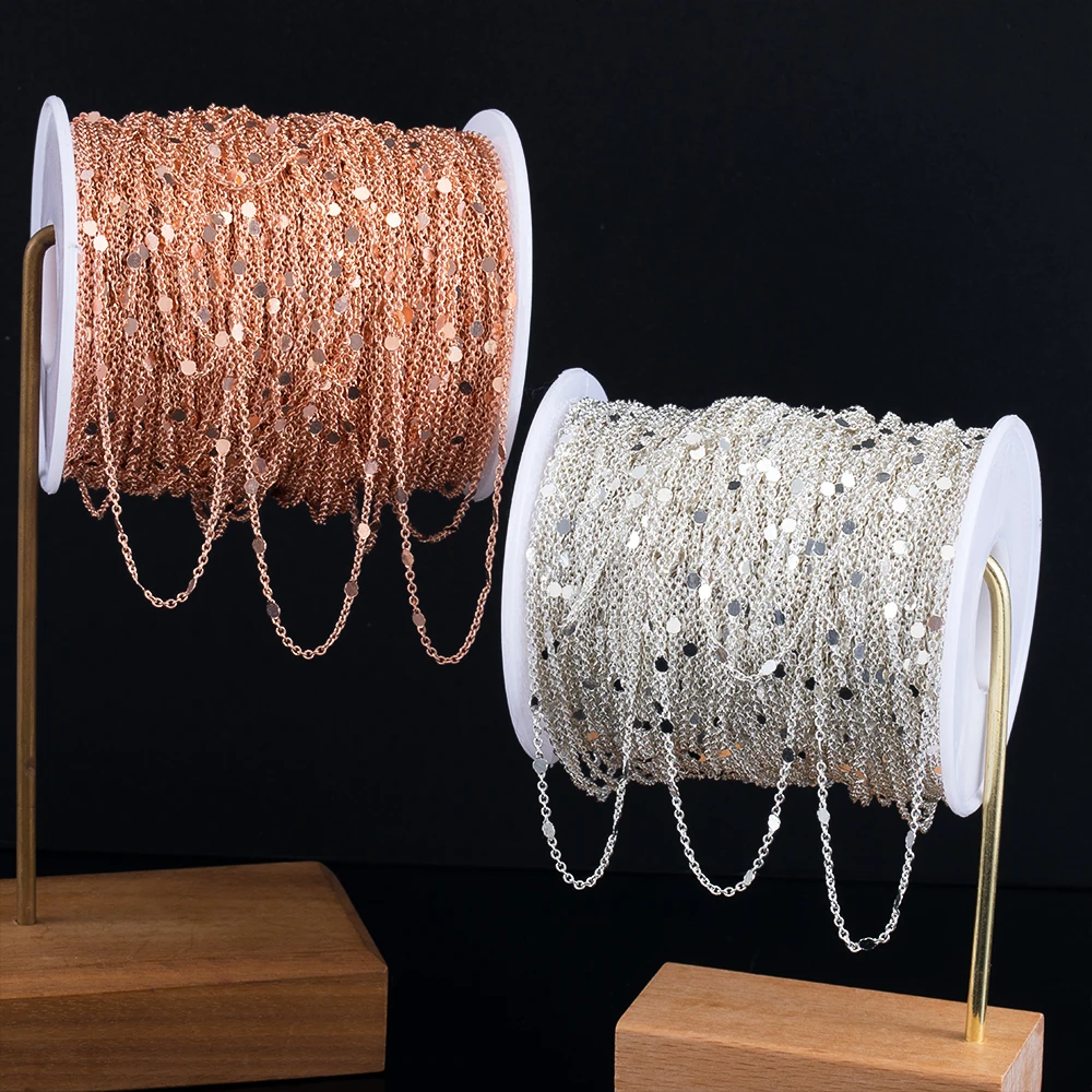 10Meters 2Meters 1Meter Fashion Sequins Chain for Bracelets Necklaces Copper Chains Jewelry Making Components Craft DIY Findings