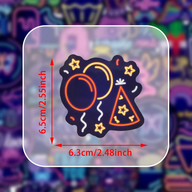 100PCS Cartoon Neon Graffiti Stickers Retro Vinyl Decals for Laptop Suitcase Diary Water Bottle Decoration Board Decor