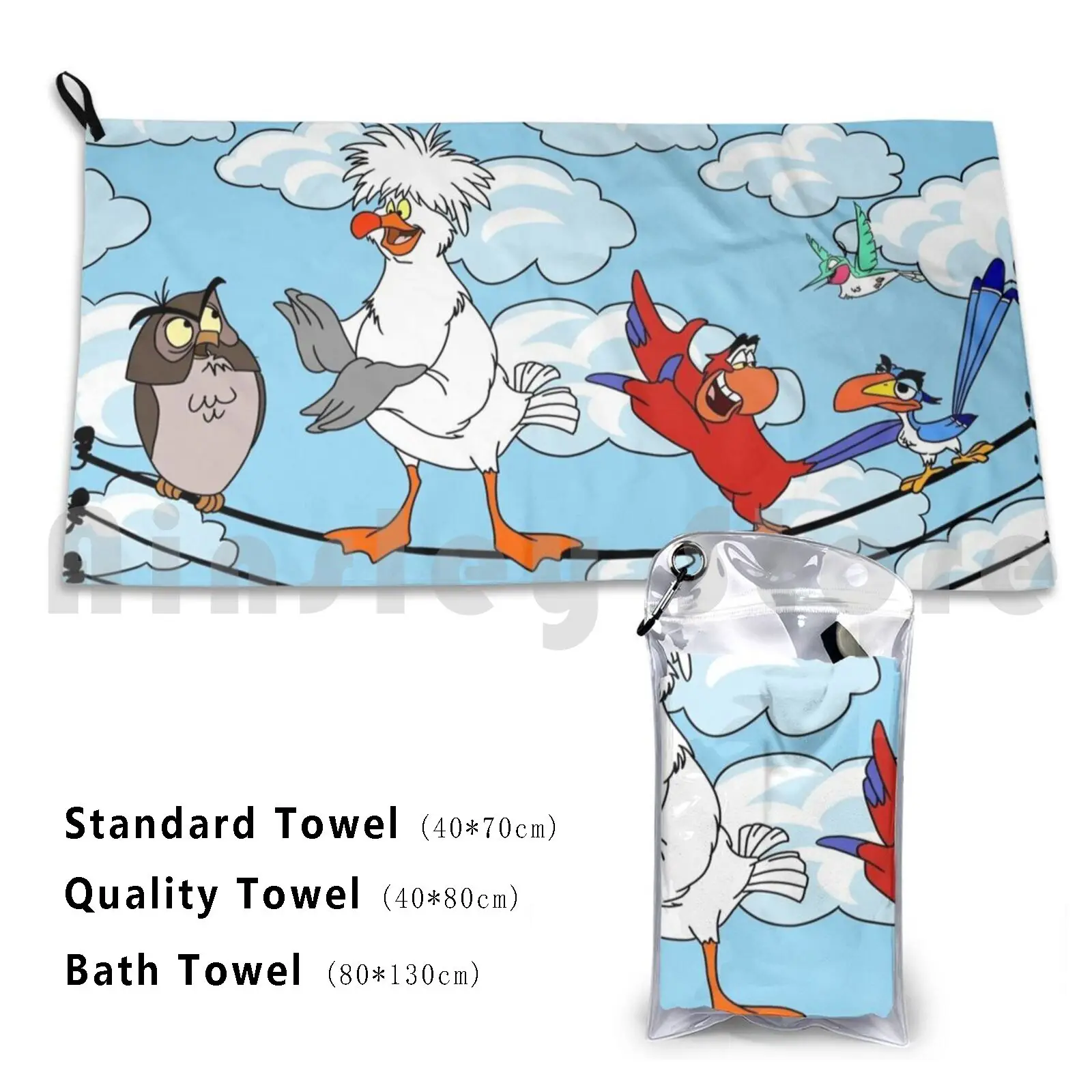 Pájaros en un alambre Toalla personalizada Toalla de baño Scuttle Iago Aladdin Rey León Pocahontas Flit Bella Durmiente