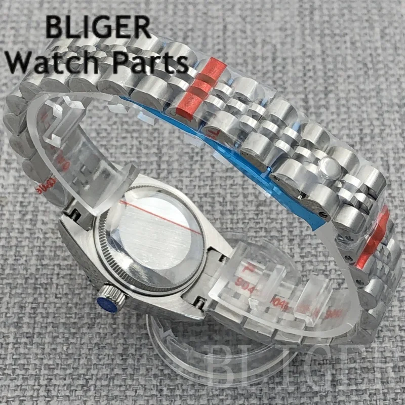 BLIGER 25.5mm NH05 Mechanical Watch For Women Pink Dial Diamond Index Sapphire Glass Steel Strap Lady's 100M Diving Wristwatch