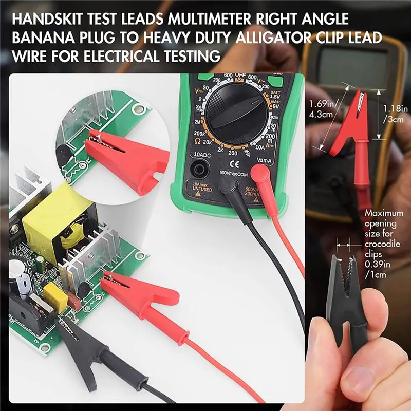 (ABGQ) Multimeter Test Leads with Alligator Clip Electrical Test Leads Set,Test Probes Lead Multimeter Banana Plug 3A Test Hook