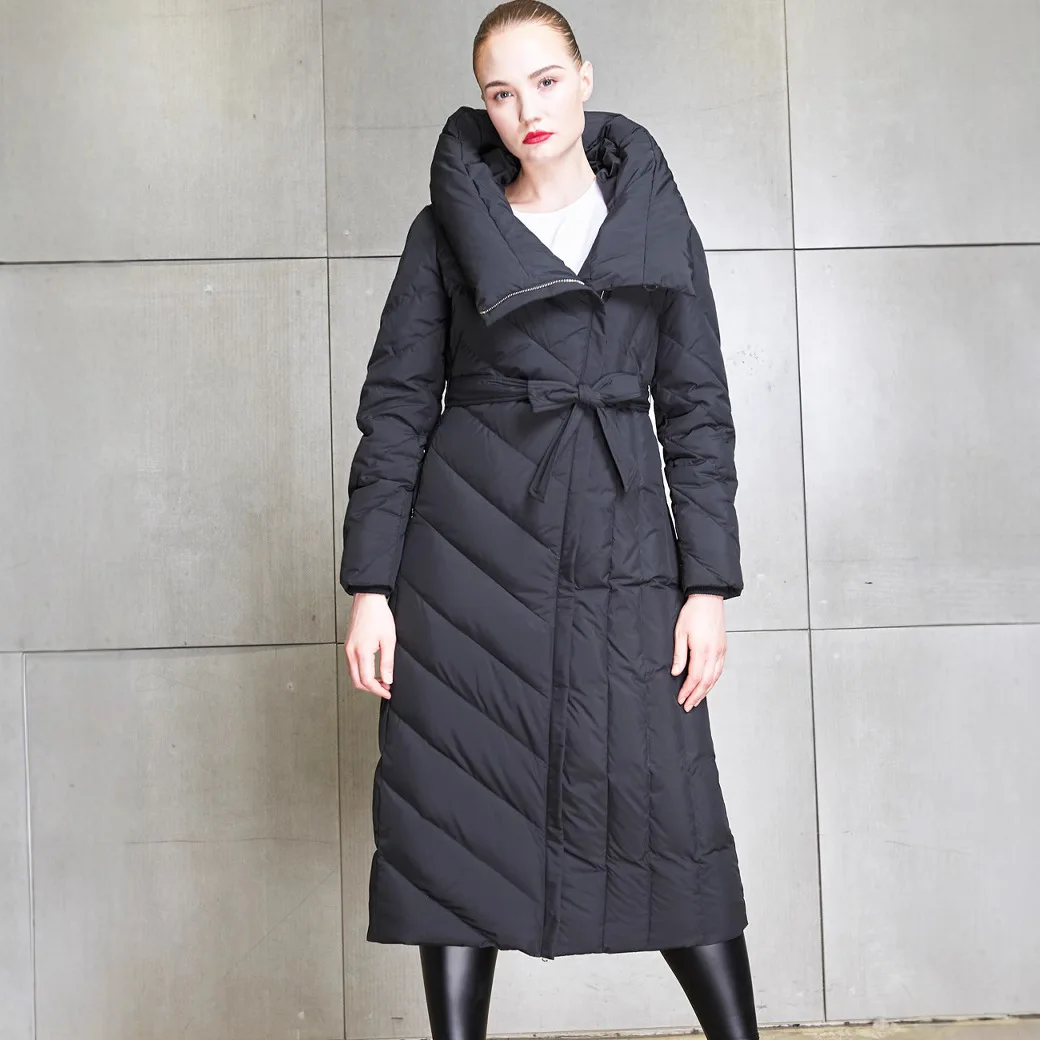 Doudoune d'hiver européenne pour femme, Parkas amincissants avec sangle coupe-vent, nouvelle collection 2025