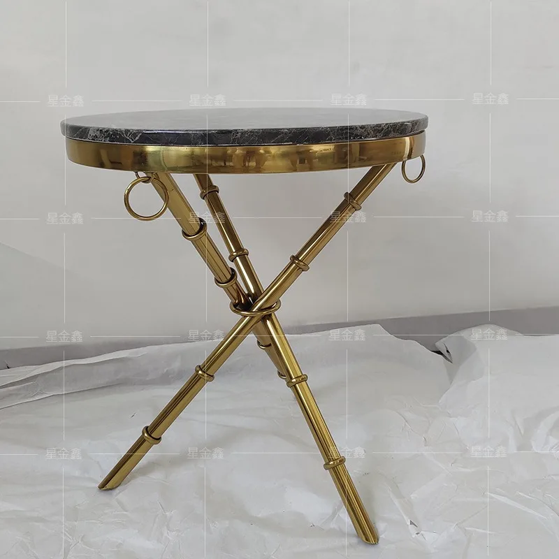 New Chinese stainless steel marble surface bamboo joint living room corner few wholesale