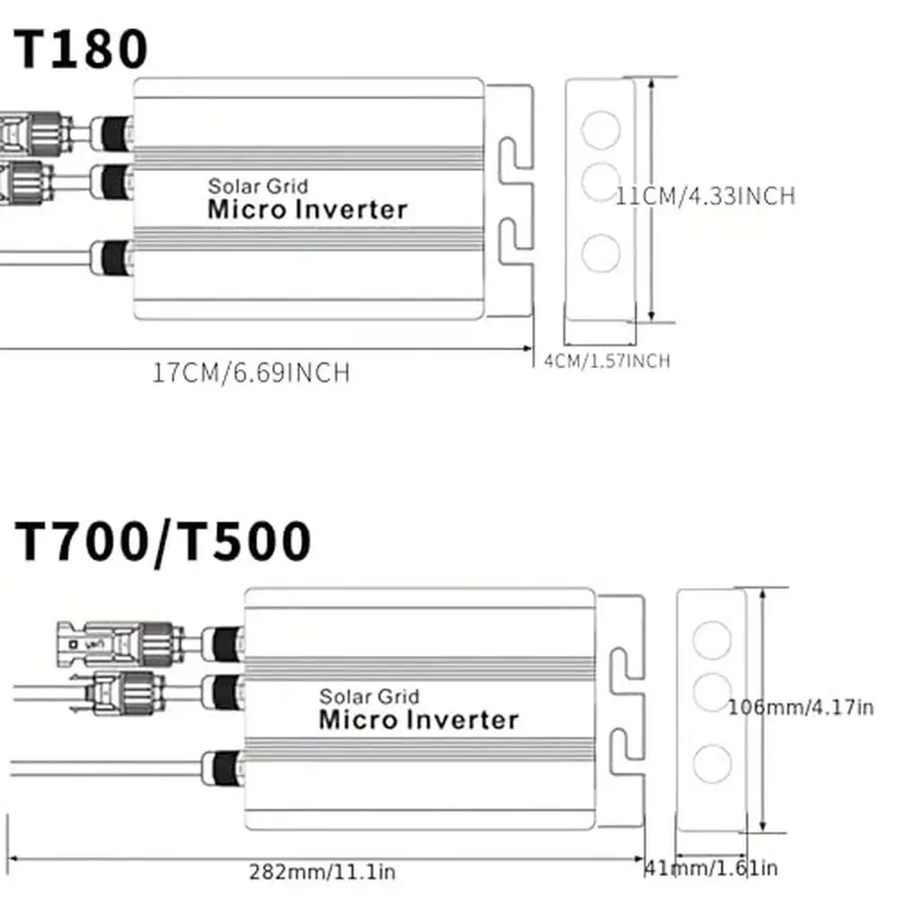 Smart Solar Grid Tie Micro Inverter 180W-700W DC 18-50V to AC 120/230V Auto Output