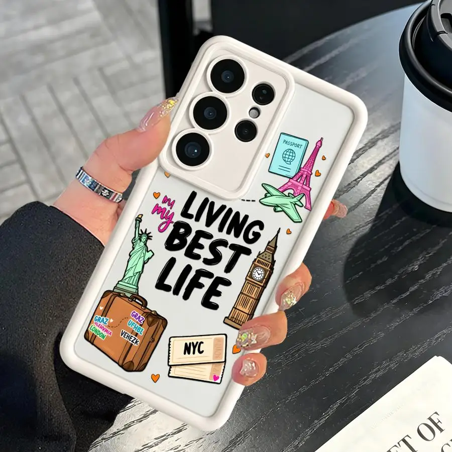 Phone Cover Case for Samsung Galaxy A23 A53 A54 A34 A56 A51 A73 A35 A36 A71 A72 A26 A32 A15 A16 A12 A13 Airplane Travel Diary - view 5