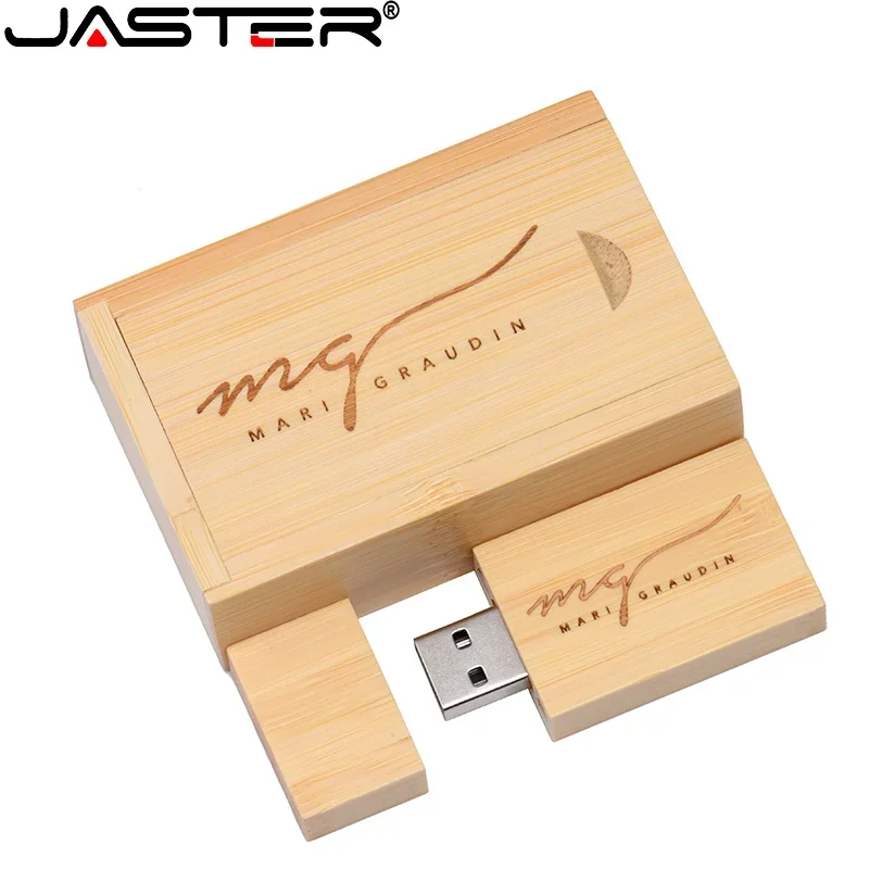 Flash Drive Usb 2.0, 30 buah/lot kayu + kotak Pen Drive 4GB 8GB 16GB 32GB 64GB U Disk gratis Logo kustom untuk fotografi hadiah pernikahan