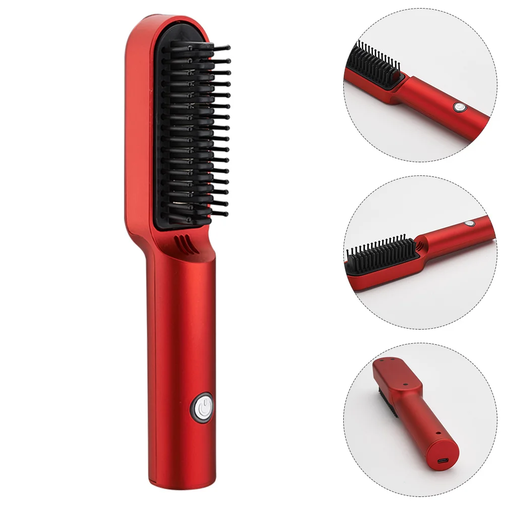 Piastra per capelli senza fili ricaricabile USB pettine portatile da viaggio bigodino per capelli denti arrotondati lisci strumento per lo styling antiscottatura
