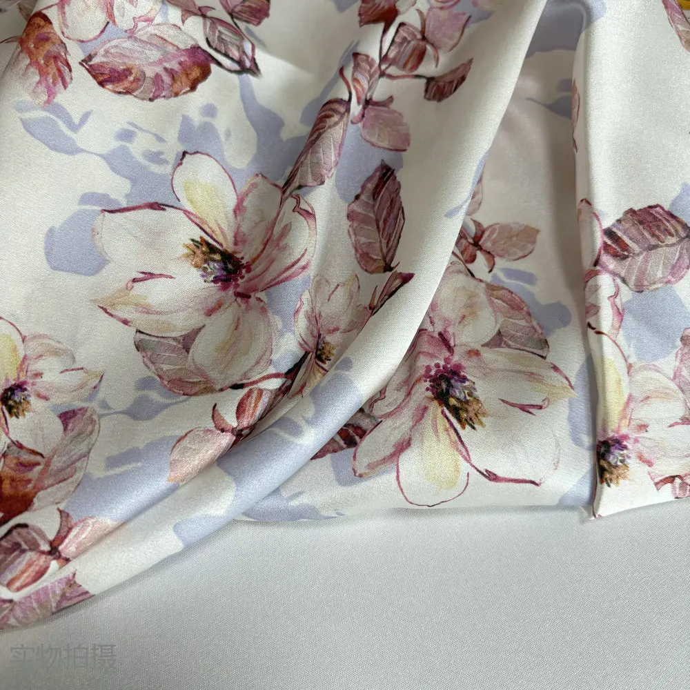 Micro-Elastic Silkworm Silk Satin Fabric Wide Silk Crepe Satin Fabric Handmade DIY Nightdress Cheongsam Printing