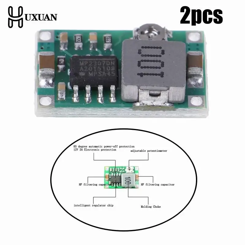 2pcs 3A Mini DC-DC Step Down Converter Volt Regulator 5v-23v To 3.3v 6v 9v 12v