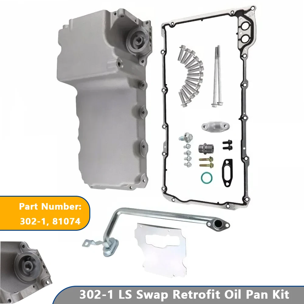 Swap Retrofit Low Profile Aluminum Oil Pan Kit for GM  LS1 LS2 LS3 4.8L 5.3L 6.0L Engine 1955-87 302-1