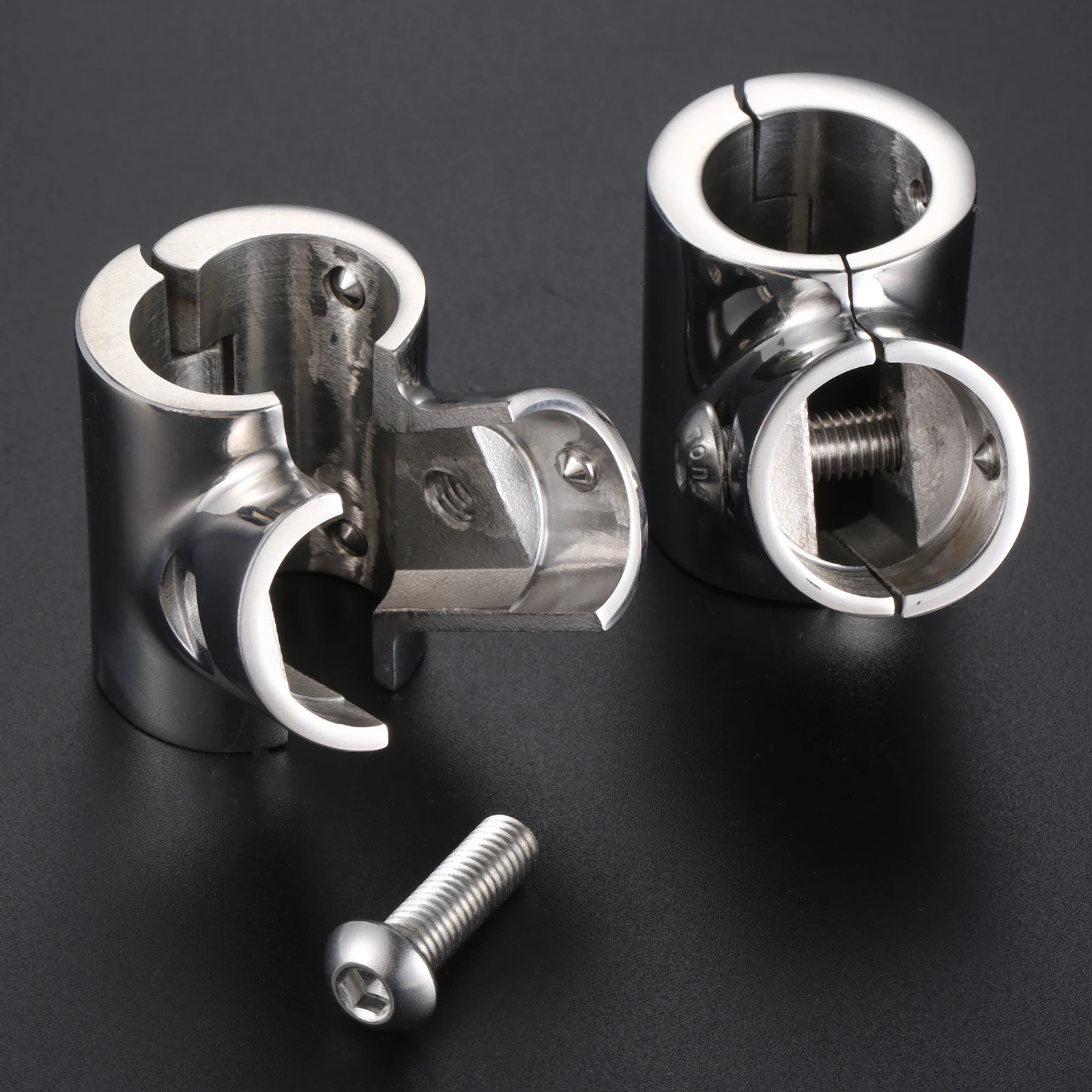 316  Stainless Steel 3 Way 60 Degree Boat Handrail Tee Fitting Yacht Kayak T-type Hinged/Split for 7/8