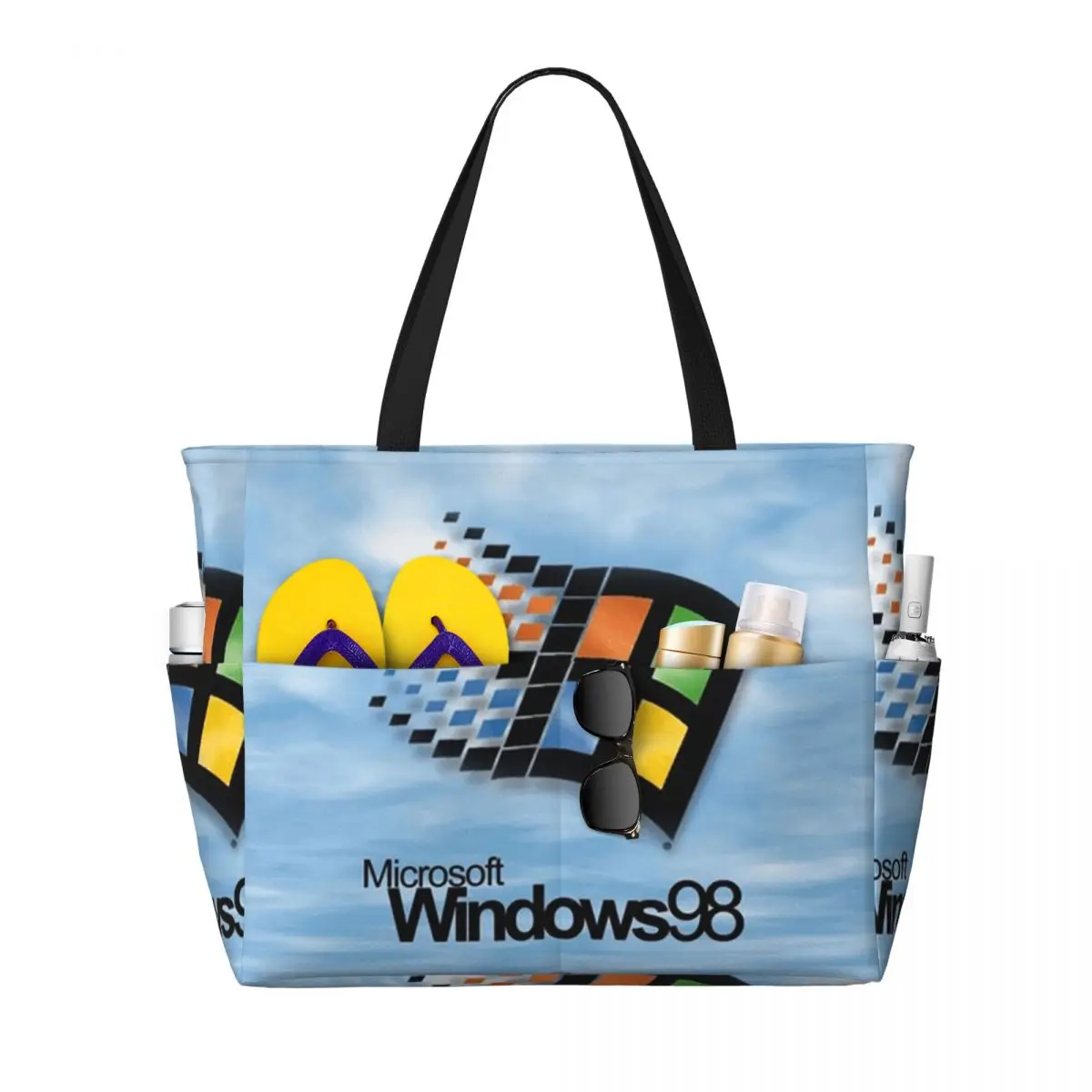 Windows 98 Start Screen Beach Tote Bag Sport Gym Yoga Duffle Large Tote Bag حقيبة سفر نسائية حقيبة لياقة بدنية