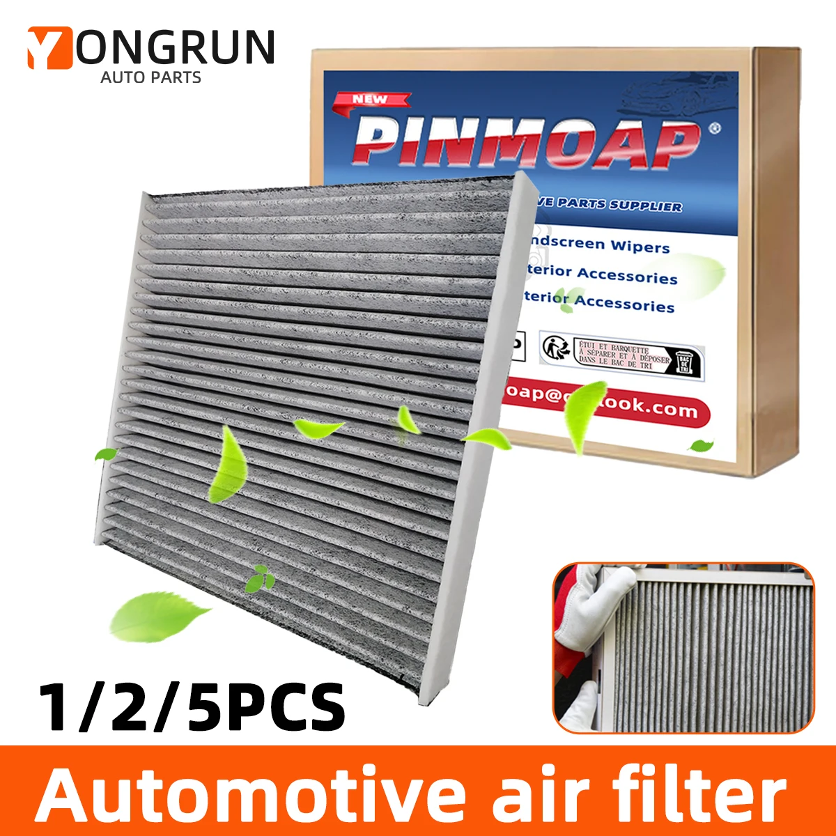 YONGRUN 1/2/5PCS Automotive Air Filters Suitable For Honda Civic/Acura Mdx Sedan 80292-TBA-A11 C36080 CF11182 VCA-1061 CAF1873P