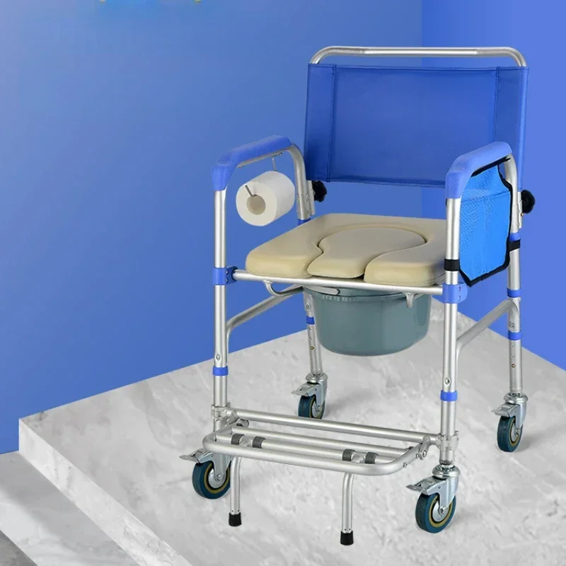 

Multifunctional Shower Chair for Elderly and Disabled Toilet Chair with Wheels Dual Purpose Commode for Bathroom Use