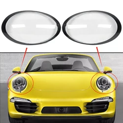 Headlamp Cover For Porsche 991 911 Targa Carrera 2013-2018 Black Edge Transparent Shade Lamp Headlight Shell Lens