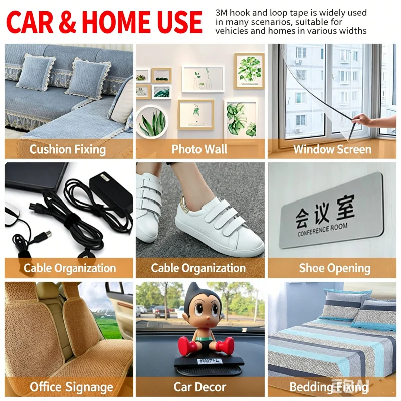 3M Double-Sided Self-Adhesive Hook and Loop Tape 25m Strong Traceless High-Viscosity Hook-Loop Fastener Tape for Car Floor Mats view 5