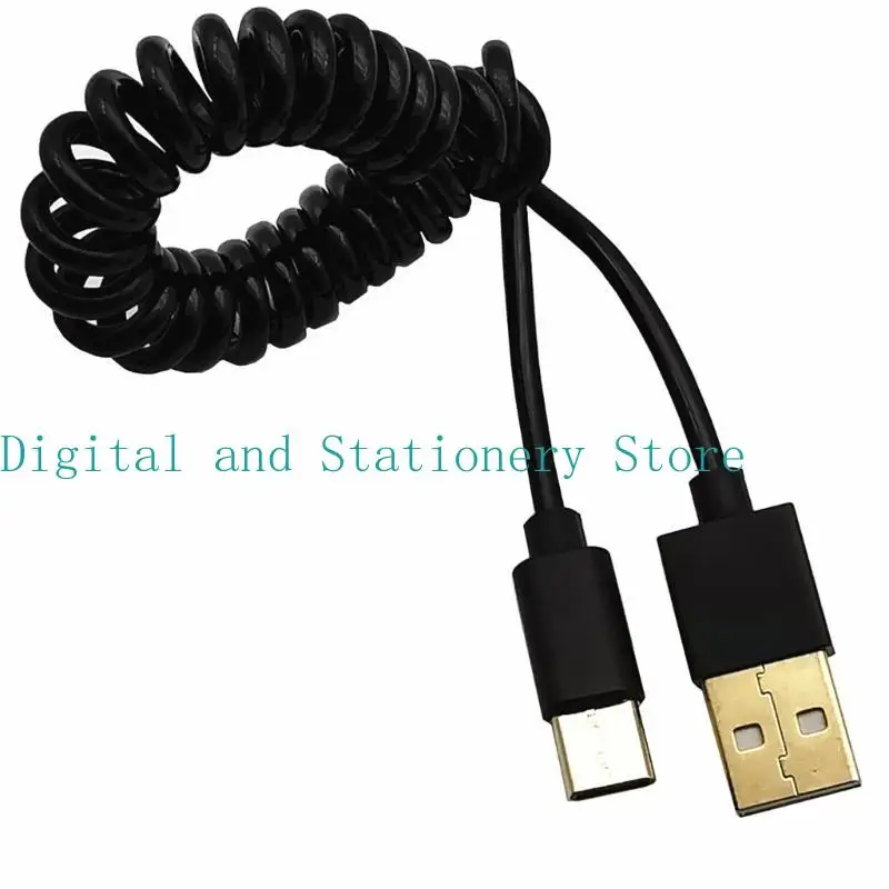 USB 3.1 Type-C Male to USB 2.0 Male Spirals Coiled Adapter Cable Spring Telescopic Extension Wire For Data Sync Charger