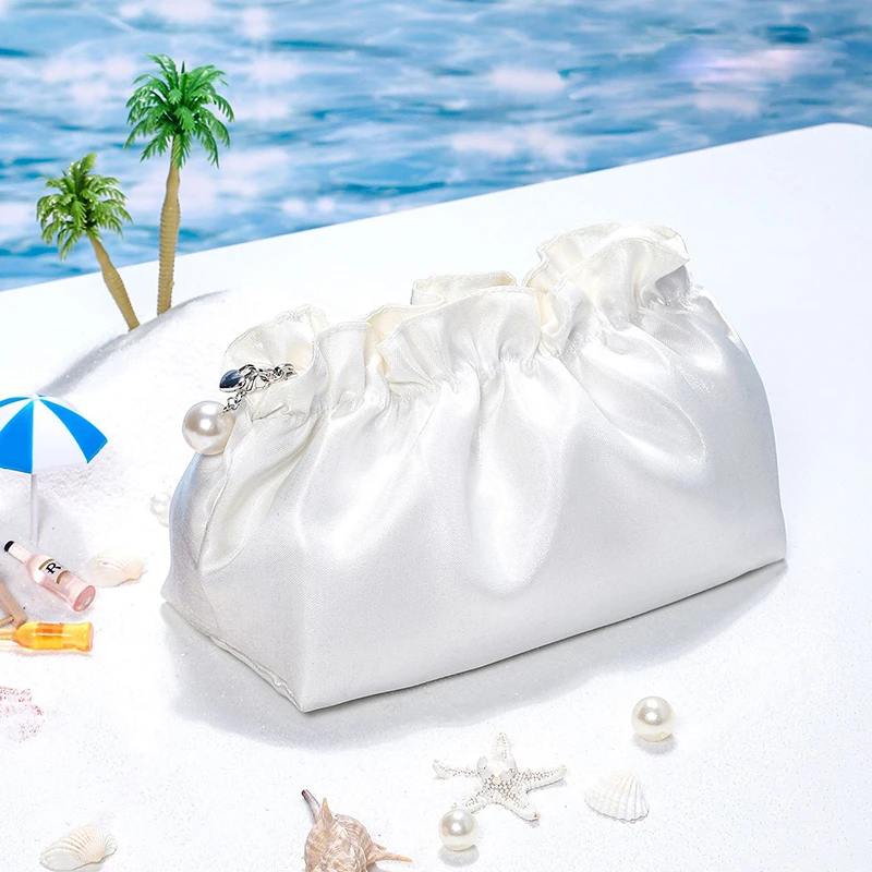 

5 шт., косметички, женские полиэстеровые однотонные сложенные облака, квадратная, большая вместительная, переносная косметичка, разные цвета