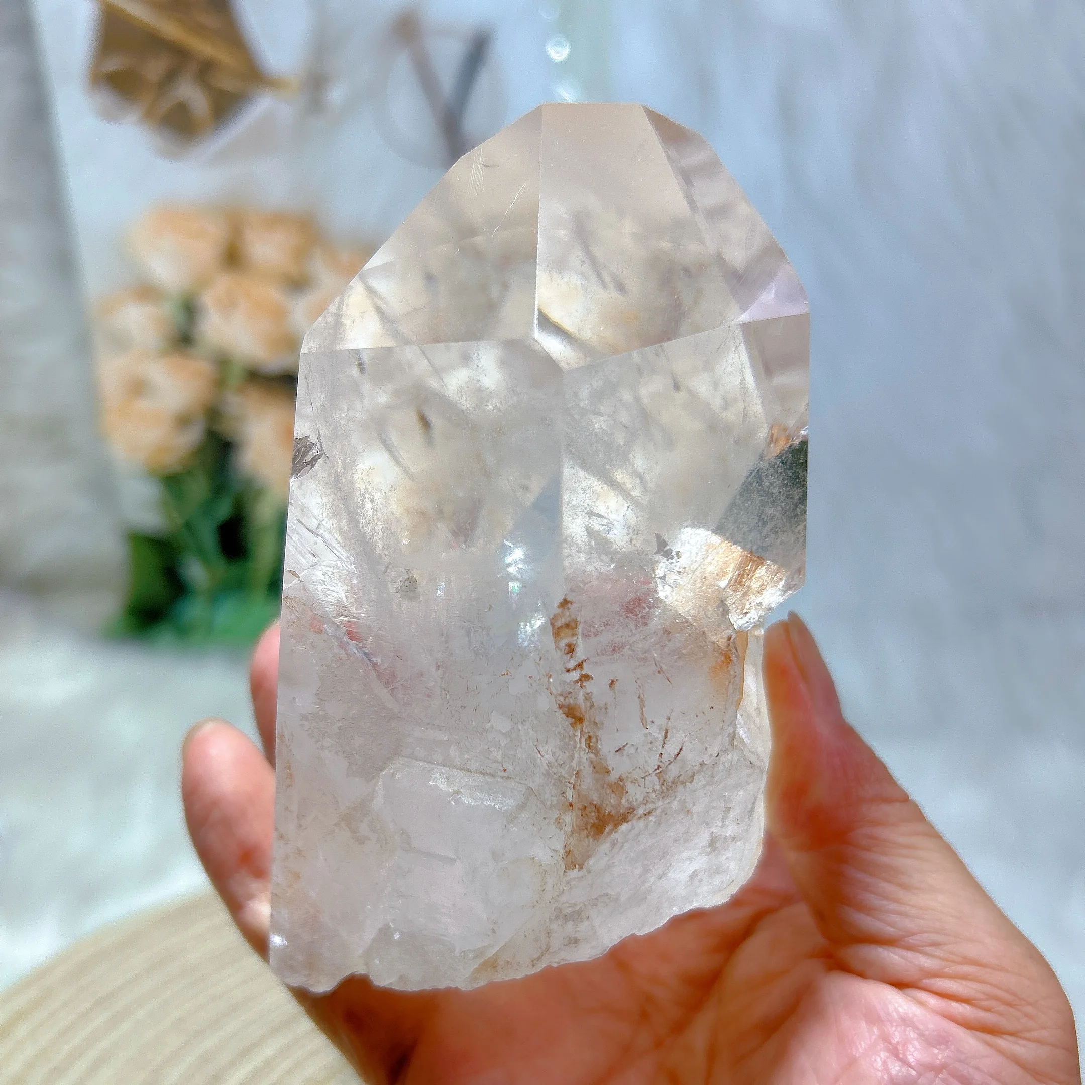 Natural Crystal Brazil Clear Quartz Raw Stone Mountains Inside Healing Energy Reiki Ornament Home Decoration Room Decor Gift