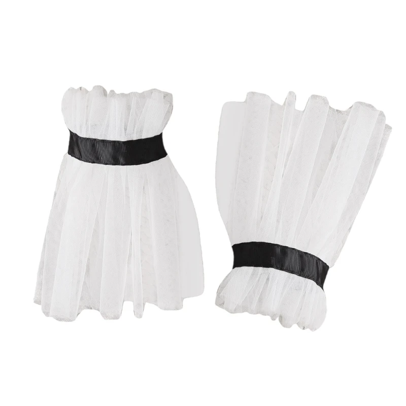 Fashion Ruffled Bracelet Tulle Wristband Wrist Cuff with Ribbon Ankle Decors