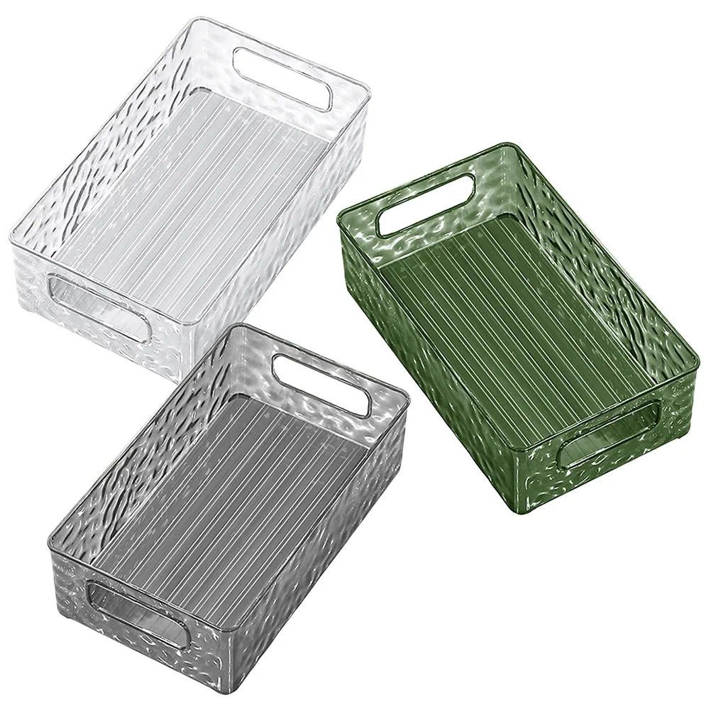 

3Pcs Storage Organizer Boxes Multi-Purpose Makeup Vanity Tray Bathroom Counter Tray Handle Accessories Holder