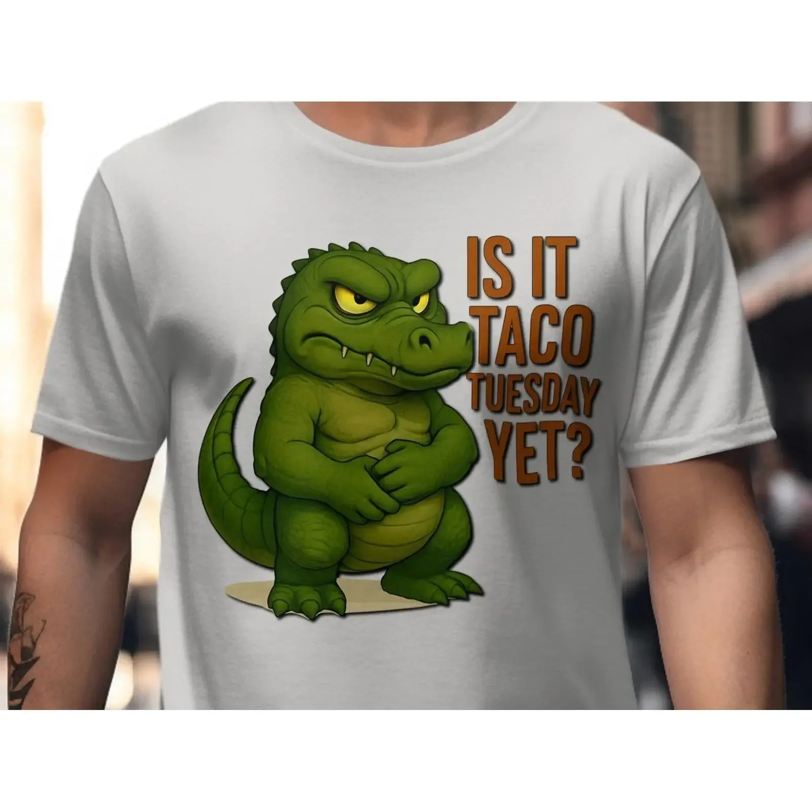 Alligator Alcatraz Is It Taco Tuesday Yet Hungry T Shirt vintage Washed Soft Top For Everyday Wear Comfortable Stretched