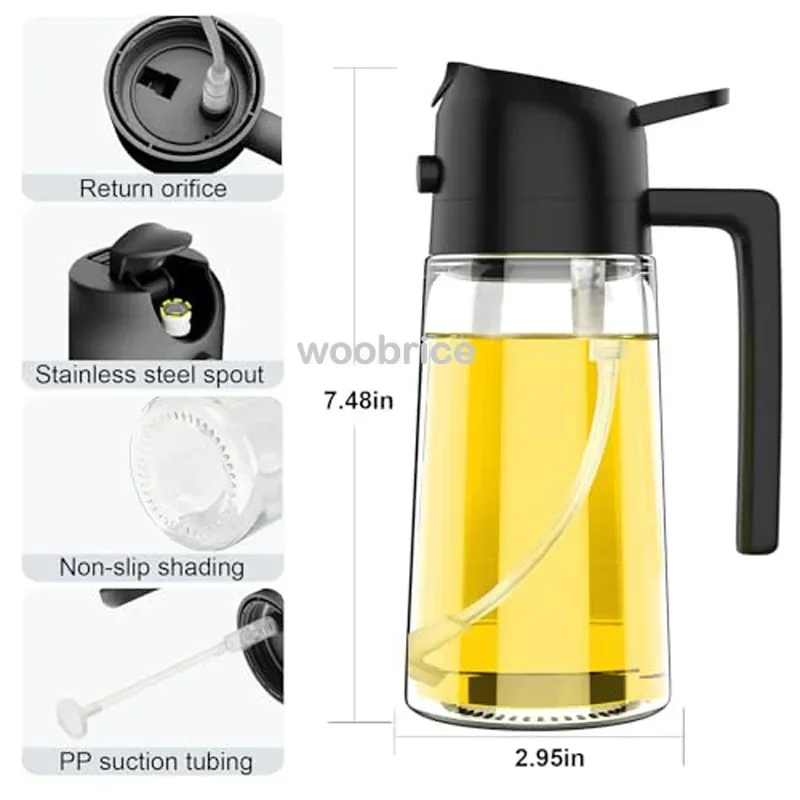 2in1 500ml Plastic Spray Oil Sprayer Bottle Spray Oil Dispenser Oil Jar Cruet BBQ Kitchen Baking Roasting Picnic Kitchen Tool image 5
