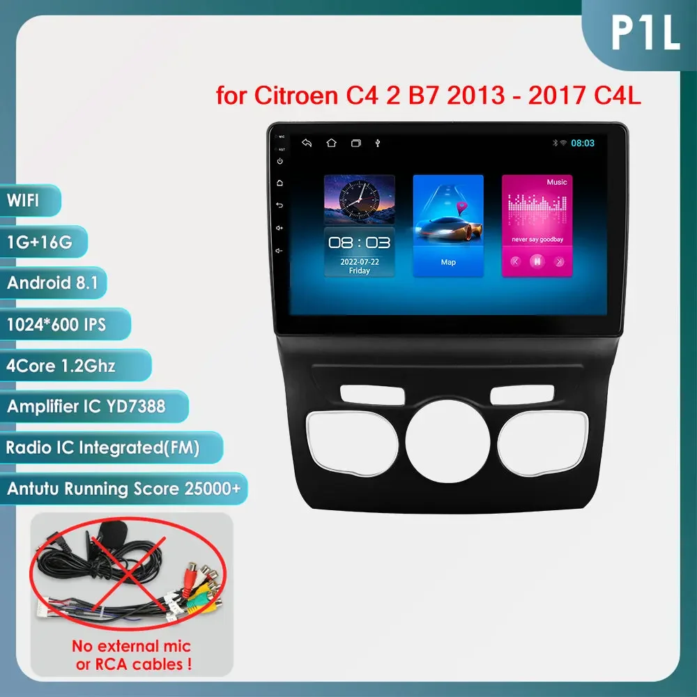 Hizpo Ai Draadloze Carplay Radio Android Scherm Voor Citroen C4 C4l Ds4 2013 - 2017 Multimedia-Ontvanger Auto Wifi Gps Head Unit Bt