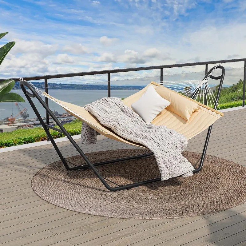 

YITAHOME Hammock with Stand Included Hammock Heavy Duty Hammocks Waterproof Portable Hammock Pillow Storage Bags 450lbs Beige